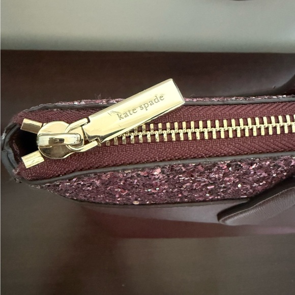 Kate Spade Burgundy Holiday Glam Accent Tote Shoulder Bag - Picture 9 of 10